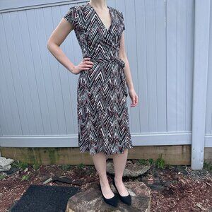 Basque Black White Red Chevron Wrap Dress